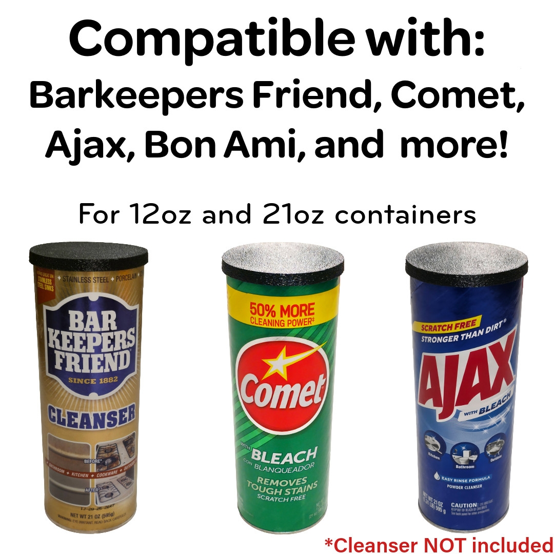 Cleaning Powder Lid /Cover for Comet, Barkeepers Friend, Ajax / Made in the USA!