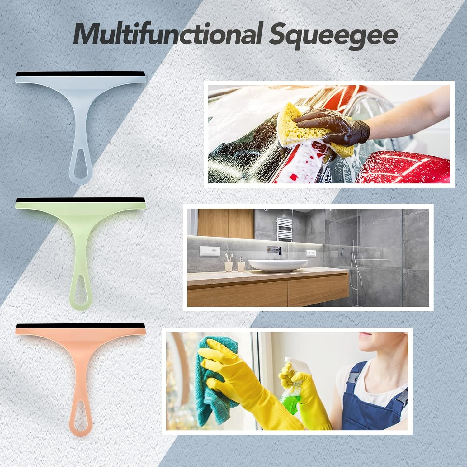 3X Glass Window Wiper Cleaner Squeegee Shower Screen Mirror Home Car Blade Brush