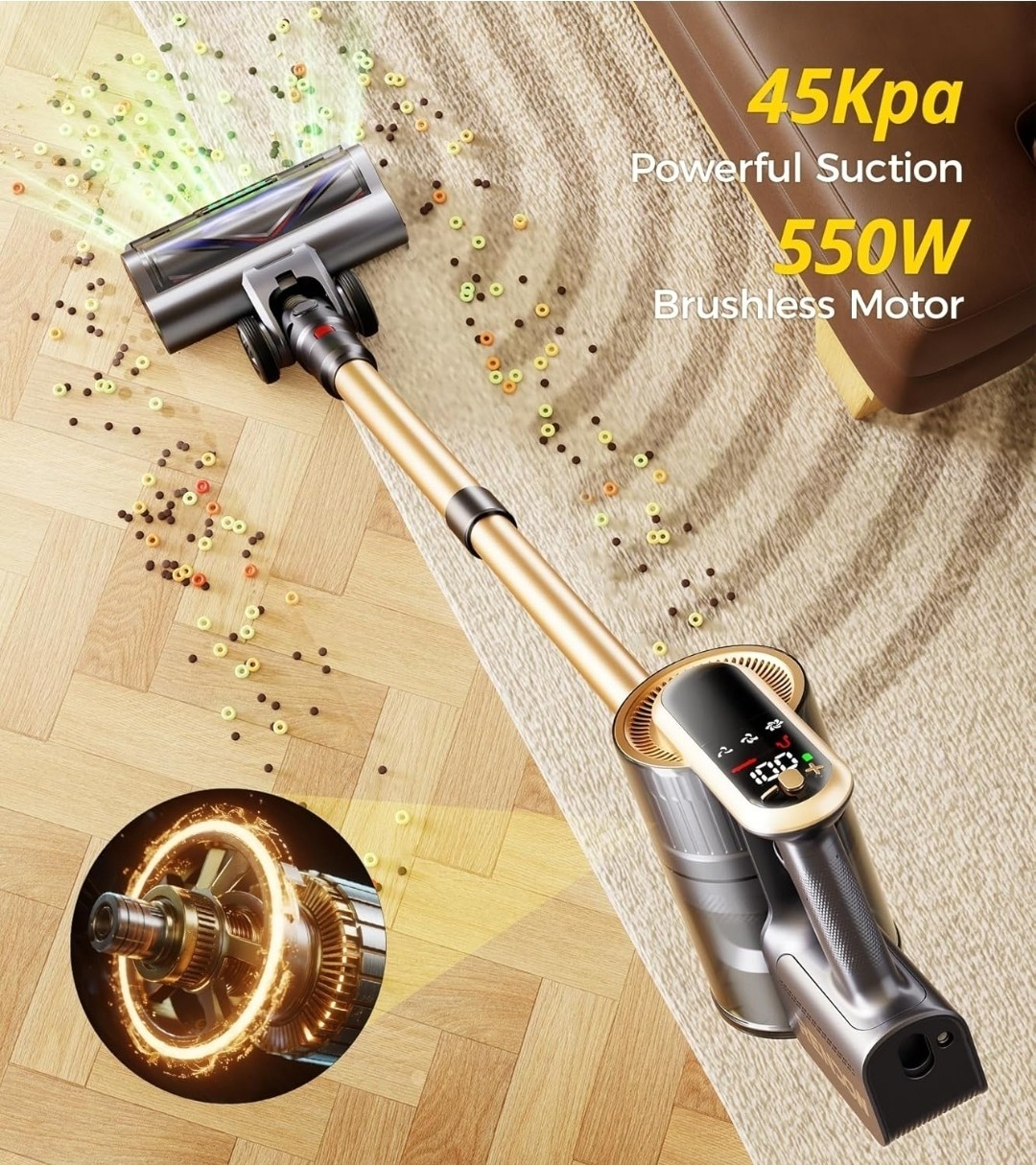 MOOSOO Cordless Stick Vacuum Cleaner Lightweight Carpet Floor Pet Hair XL-618A