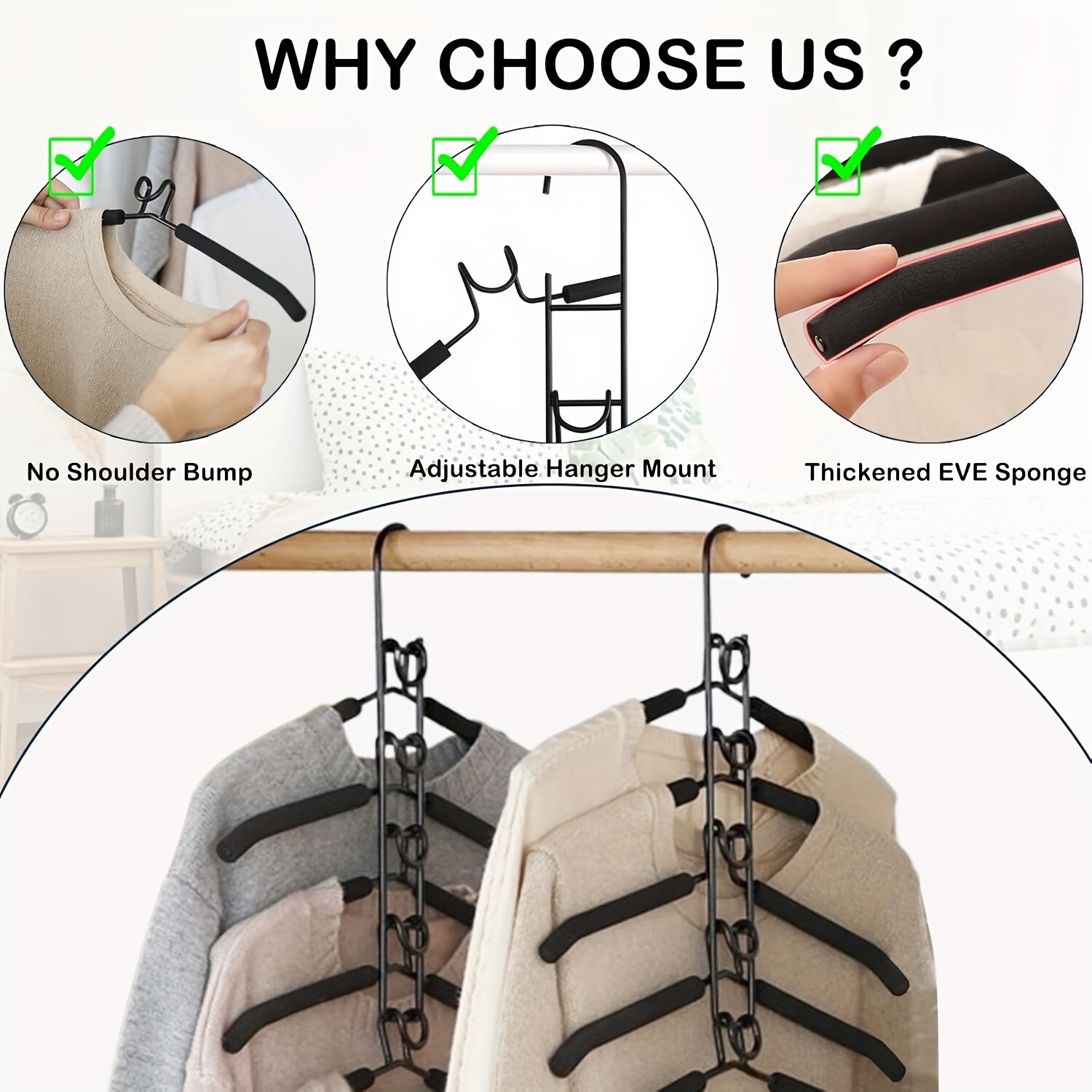 Magic Pants Hangers Space Saving 4 Pack For Closet Multiple Layers Multifunction