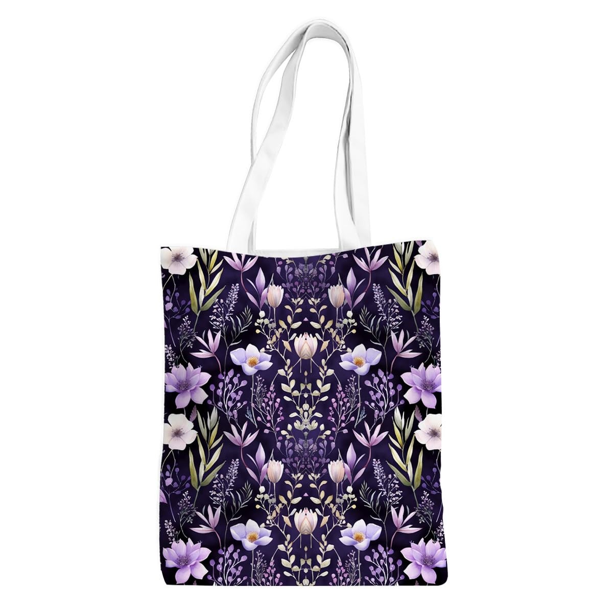Purple Flower Tote Bag for , Reusable Beach Bag Grocery Shopping Bag, Grandma…