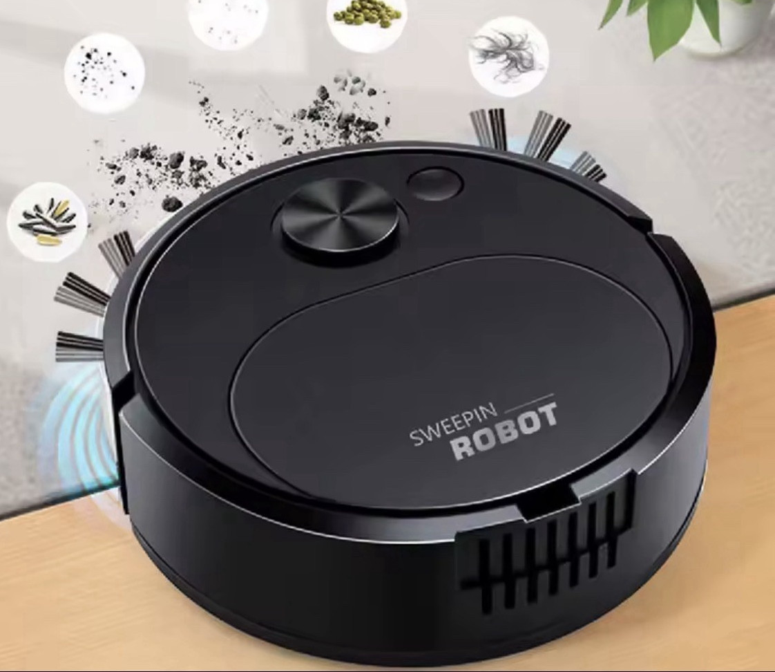 Cordless Robotic Vacuum Cleaner Mop, Black Bagless w/ Mop Pad USB Cable