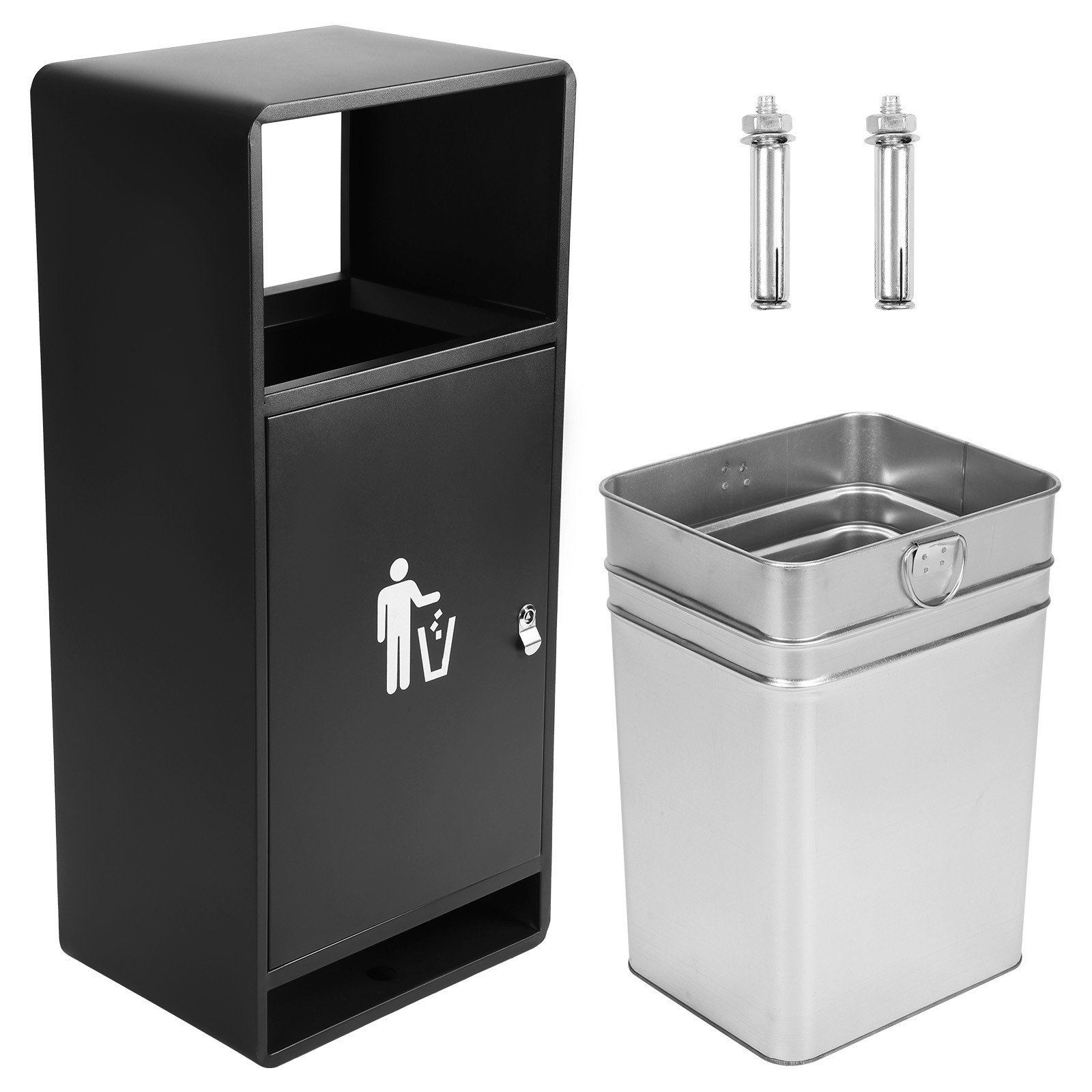 Commercial Waste Bin Trash Receptacle Large Capacity Modern Look for Park Garden