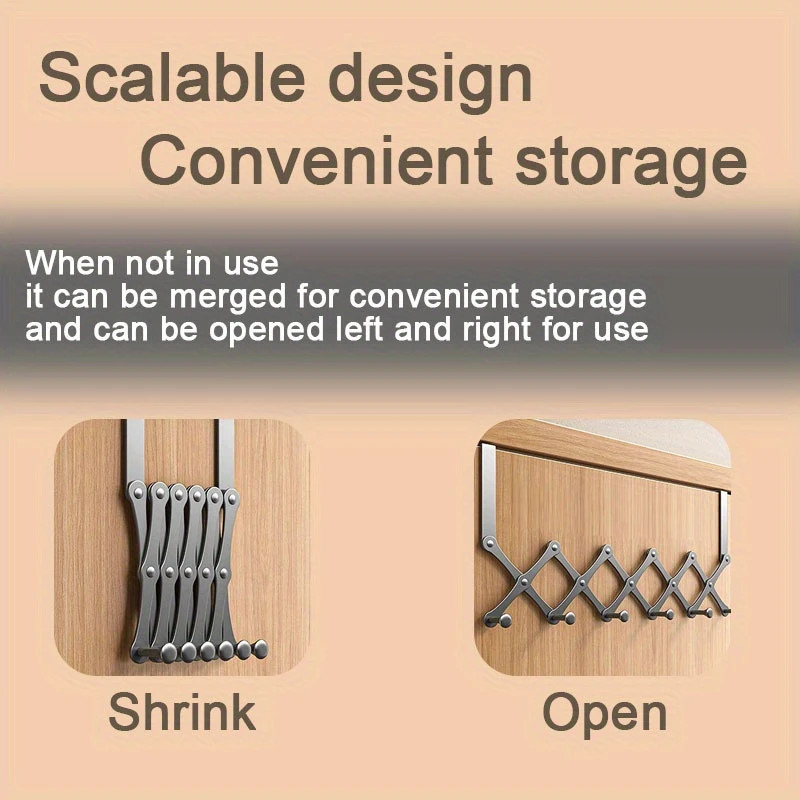 Retractable Over The Door Hook Rack – 6-Hook Expandable Hanger-Space-Saving