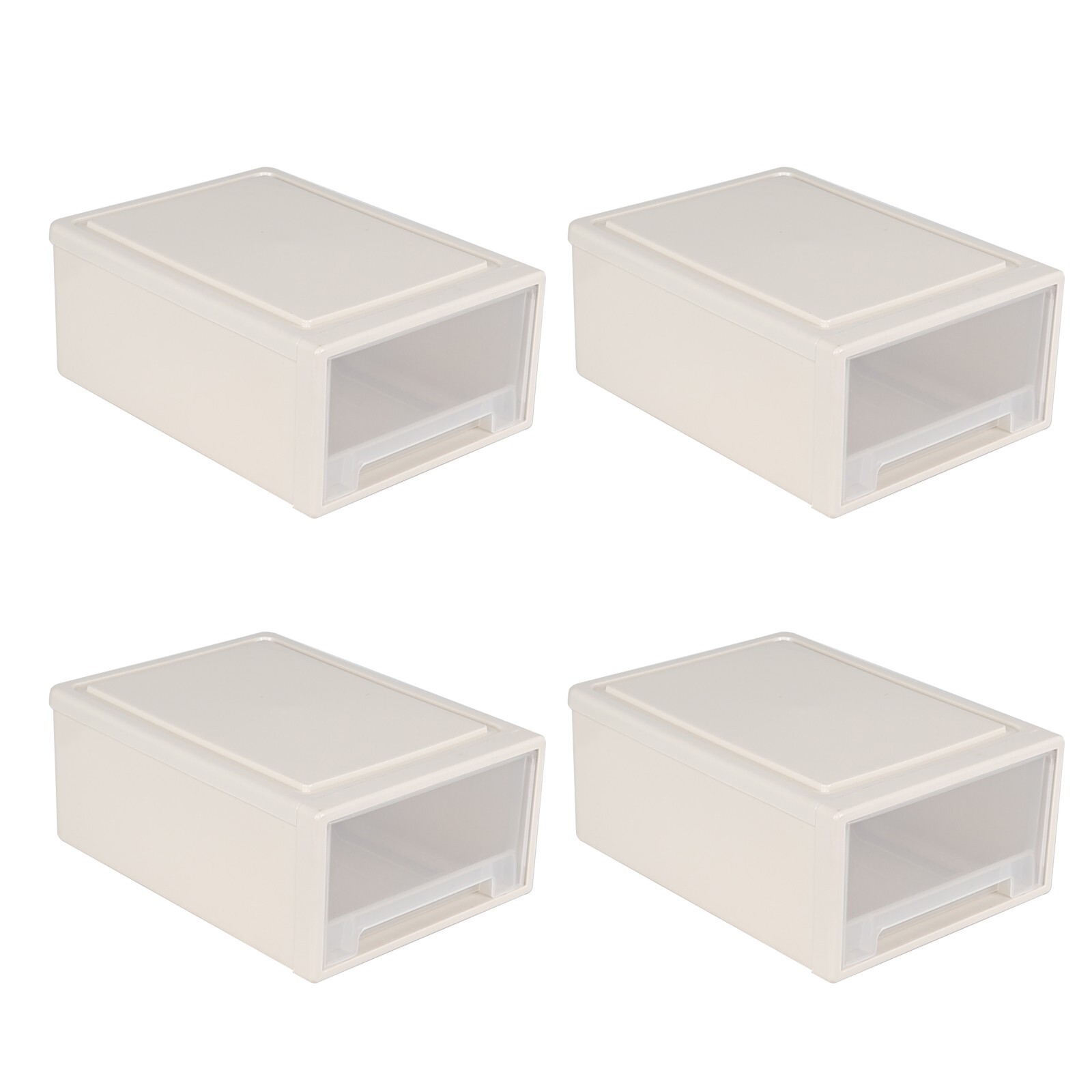 4 Packs 18 Quart Plastic Stacking Storage Drawers, Large Stackable Drawer Unit
