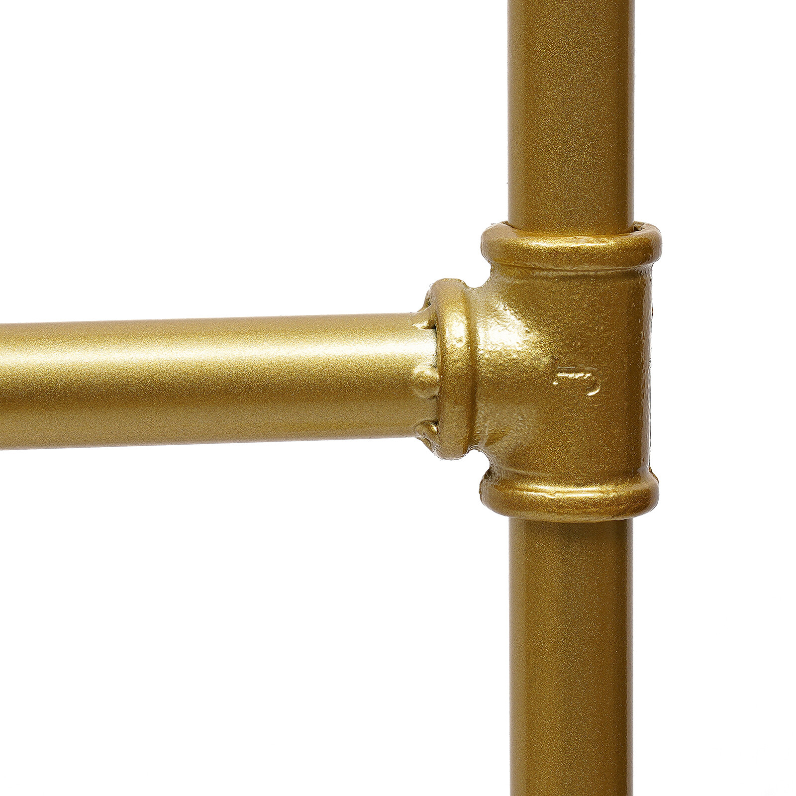 2 Tiers Freestanding Metal Clothes Rack Iron Retro Golden Portable Garment Shelf