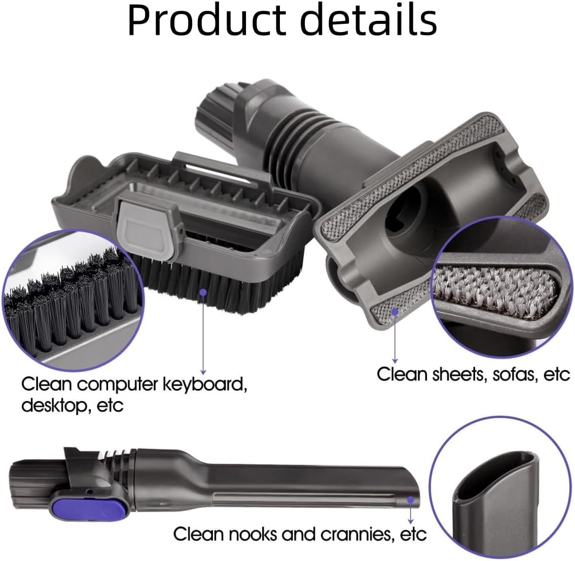 IX141 Vacuum Crevice Tool Brush Replacement Parts Compatible with Shark Pet