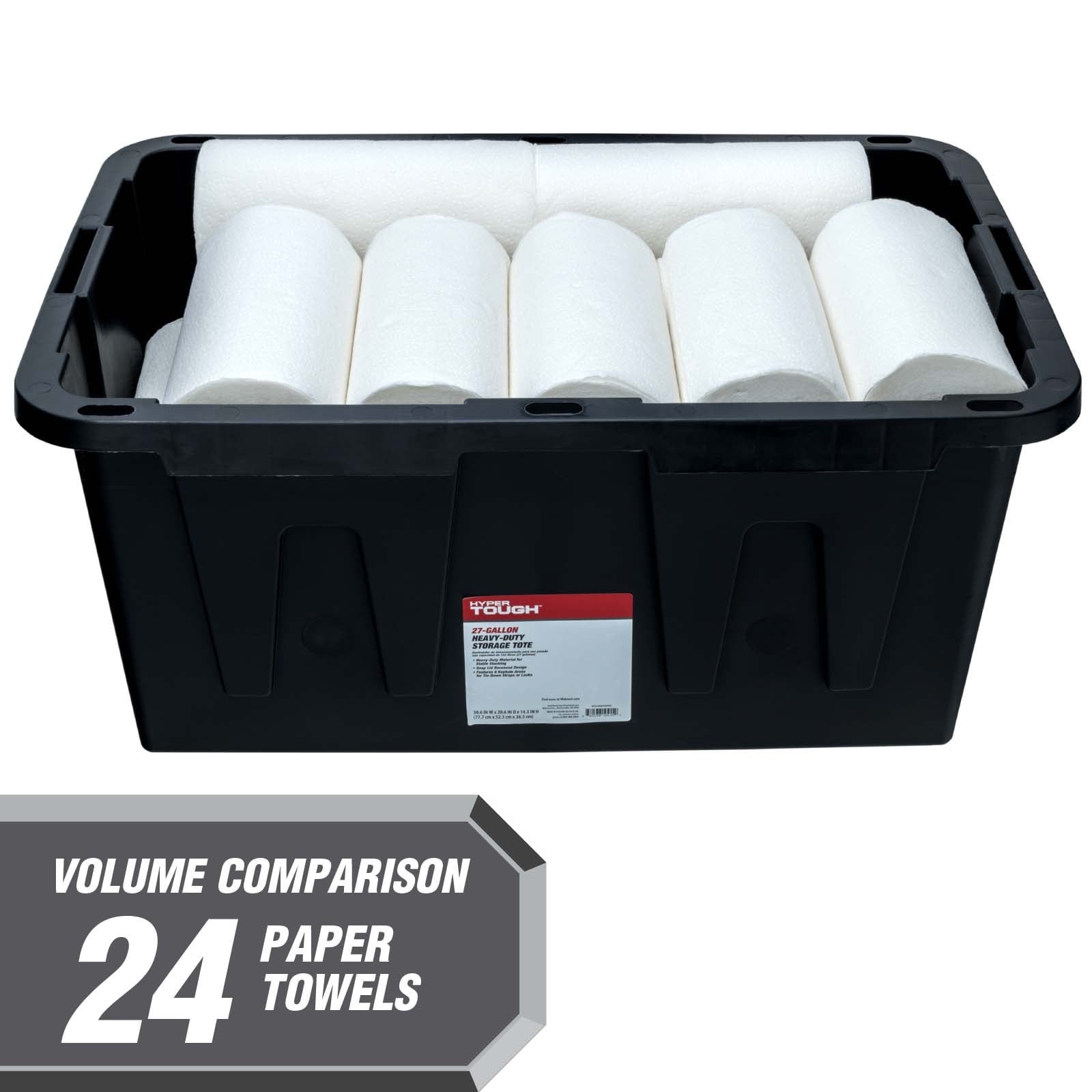 Large Bin 27 Gallon Plastic Storage Container with Snap-On Lid Black and Red
