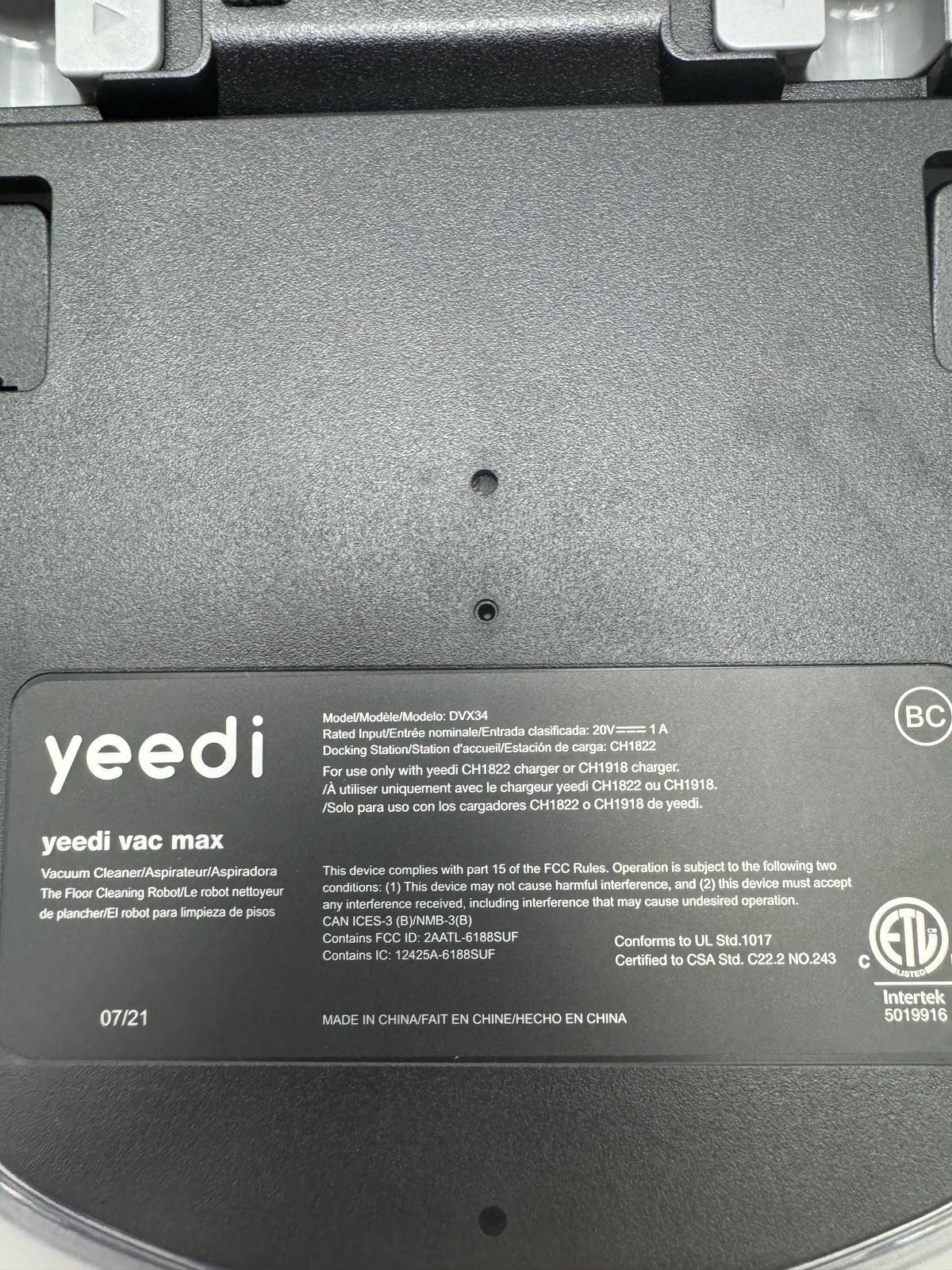 WHITE – Yeedi Robot Vacuum Cleaner DVX34 WITH DOCKING STATION