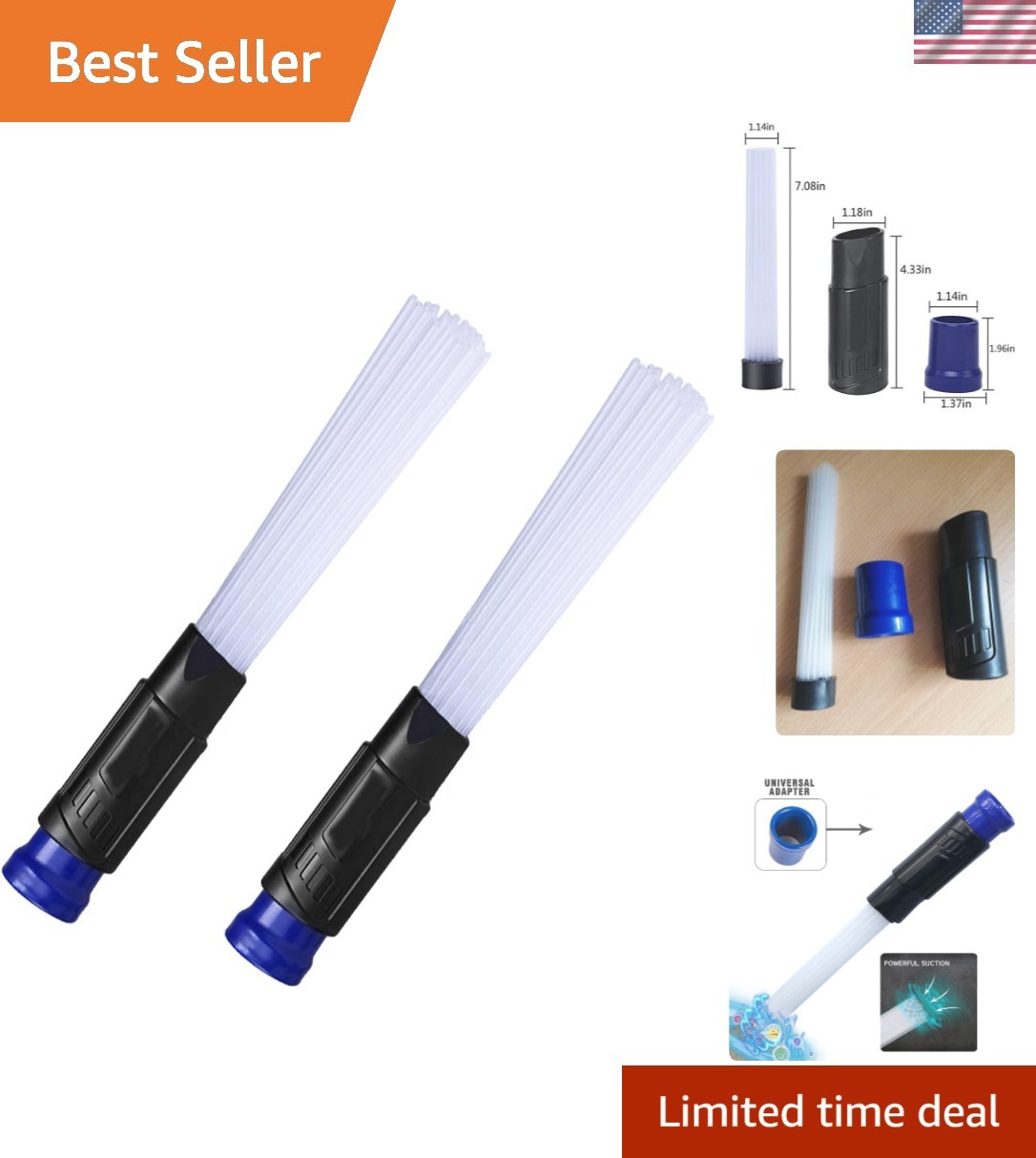 2PCS Universal Vacuum Attachment Set – Multifunctional Dust Remover Tools