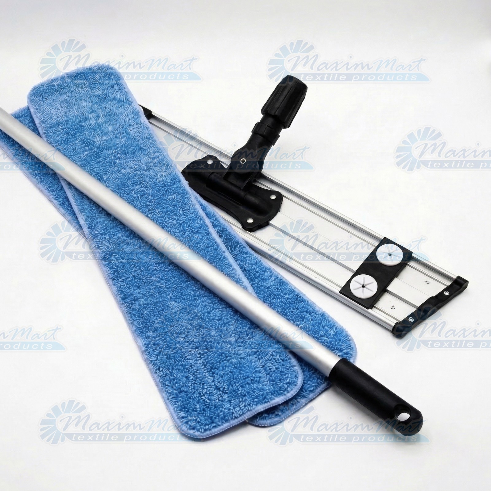18” Microfiber Looped Flat Mop Set, 400GSM, Pro Grade, (1 Handle/1 Frame/2 Pads)