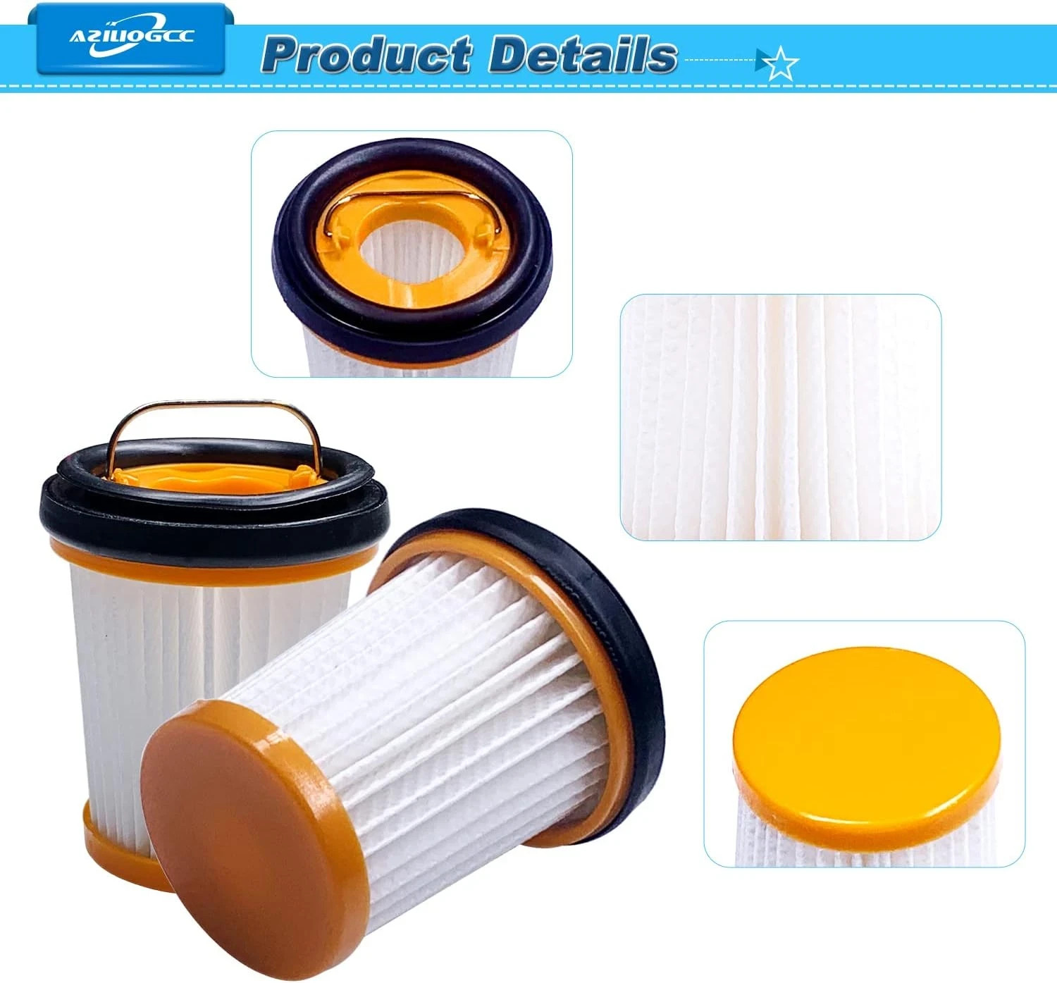 5 Pack Replacement Filters for Shark WV201 Wandvac Handheld Vacuum XHFWV200