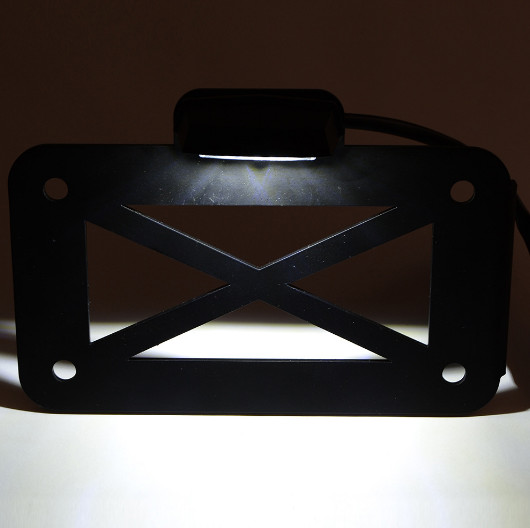 Motorcycle Black Metal Side Mount License Plate Number Tail Light Bracket Holder