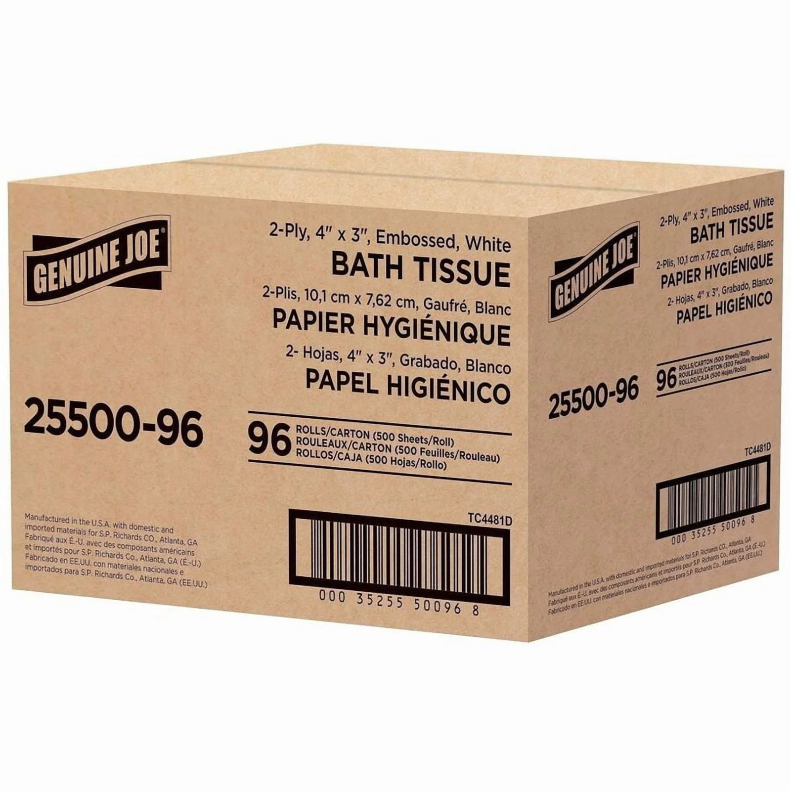 Genuine Joe Solutions, Bath Tissue Rolls, 2-ply, embossed, perforated
