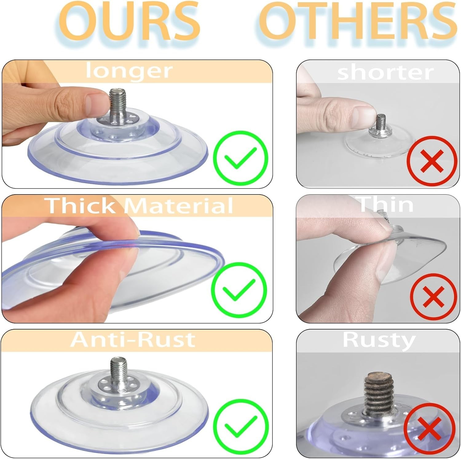 4-Pack 3.4″ Large Suction Cups with Screws Clear PVC Strong Glass Holder Pads