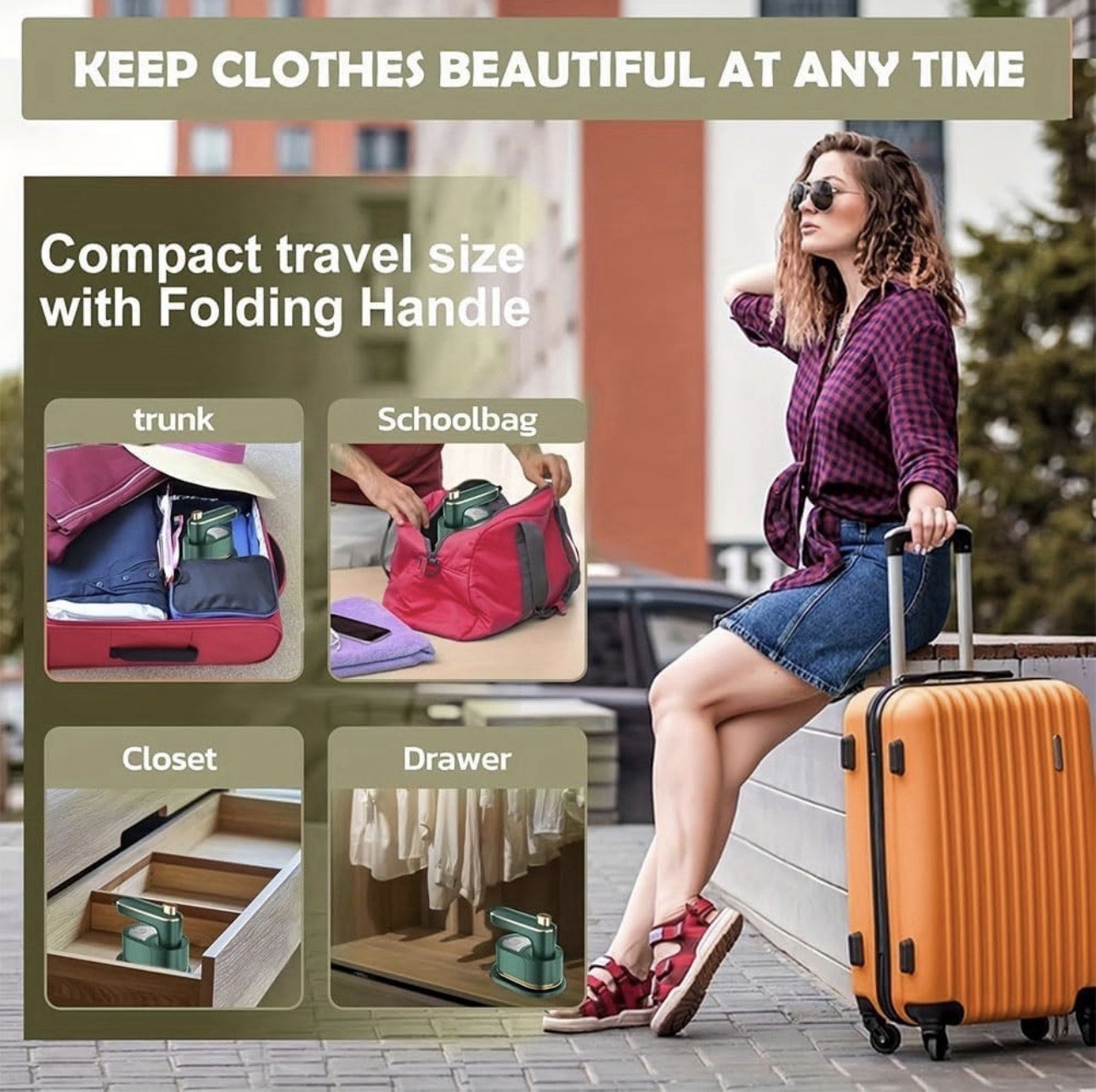 Garment Steamer Portable Travel Clothes Iron 3-in-1 Wrinkle Remover New