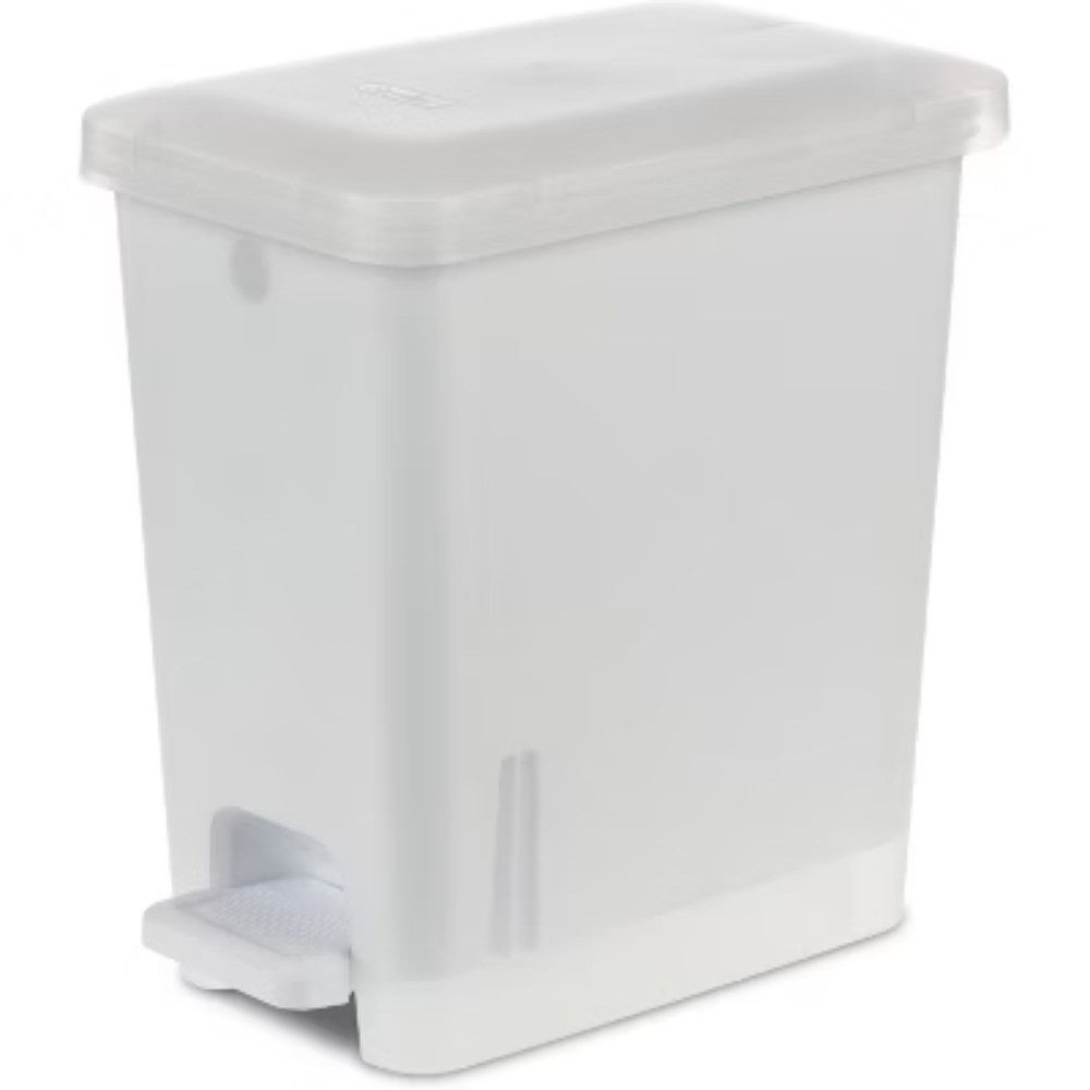 2.7gal Clear Step Trash Can, Pedal-Operated Rectangle Bathroom Indoor