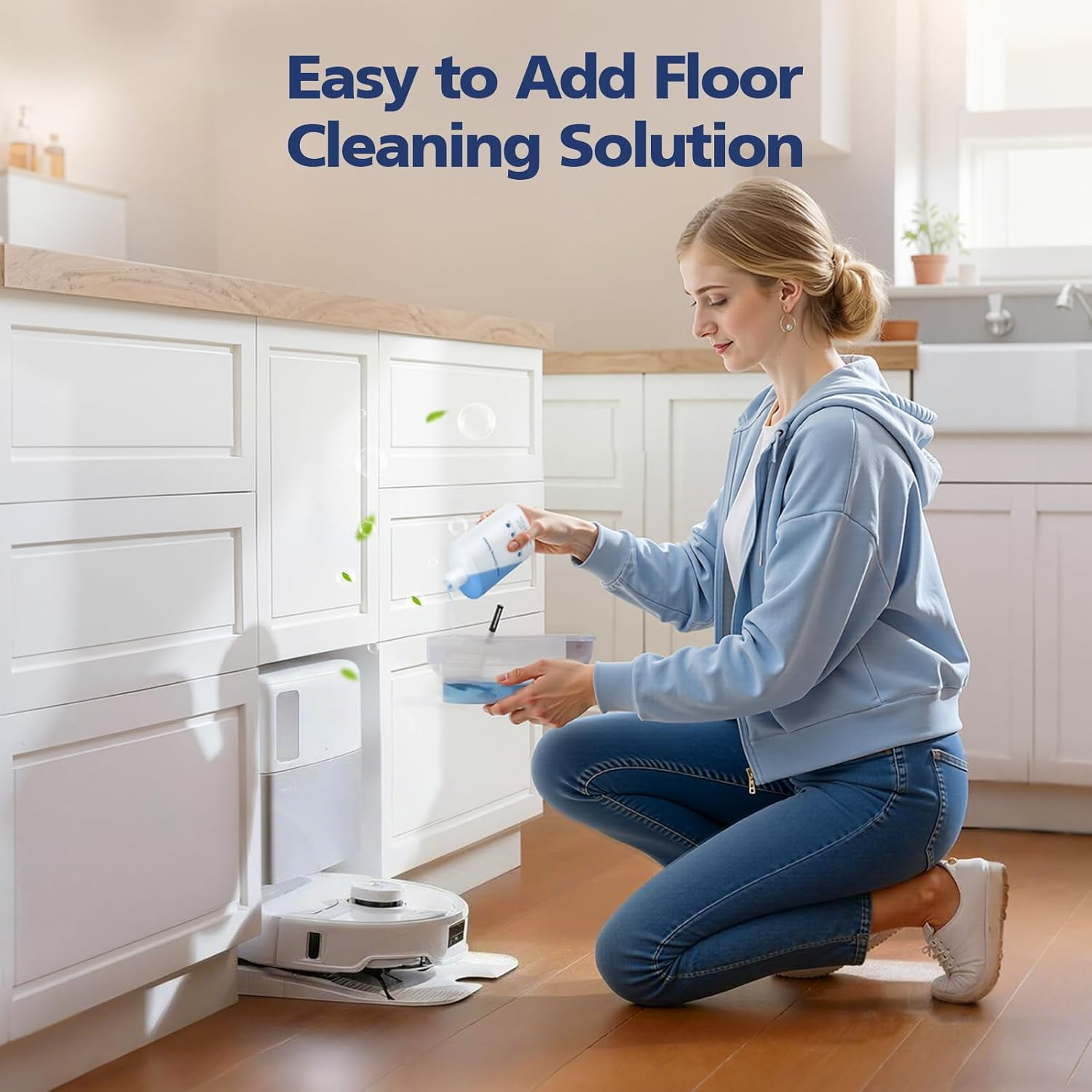 Floor Cleaning Solution Compatible with Roborock Robot Vacuums with Mopping and