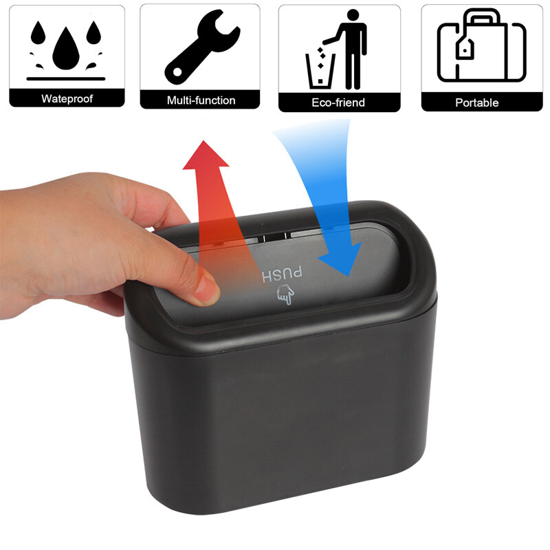 Mini Car Trash Can Bin with Lid and 30pcs Trash Bags Garbage Can Car Accessories