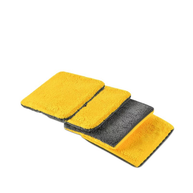CarCarez Flat Out Microfiber Car Wash Pad – Pack of 4, Yellow/Gray