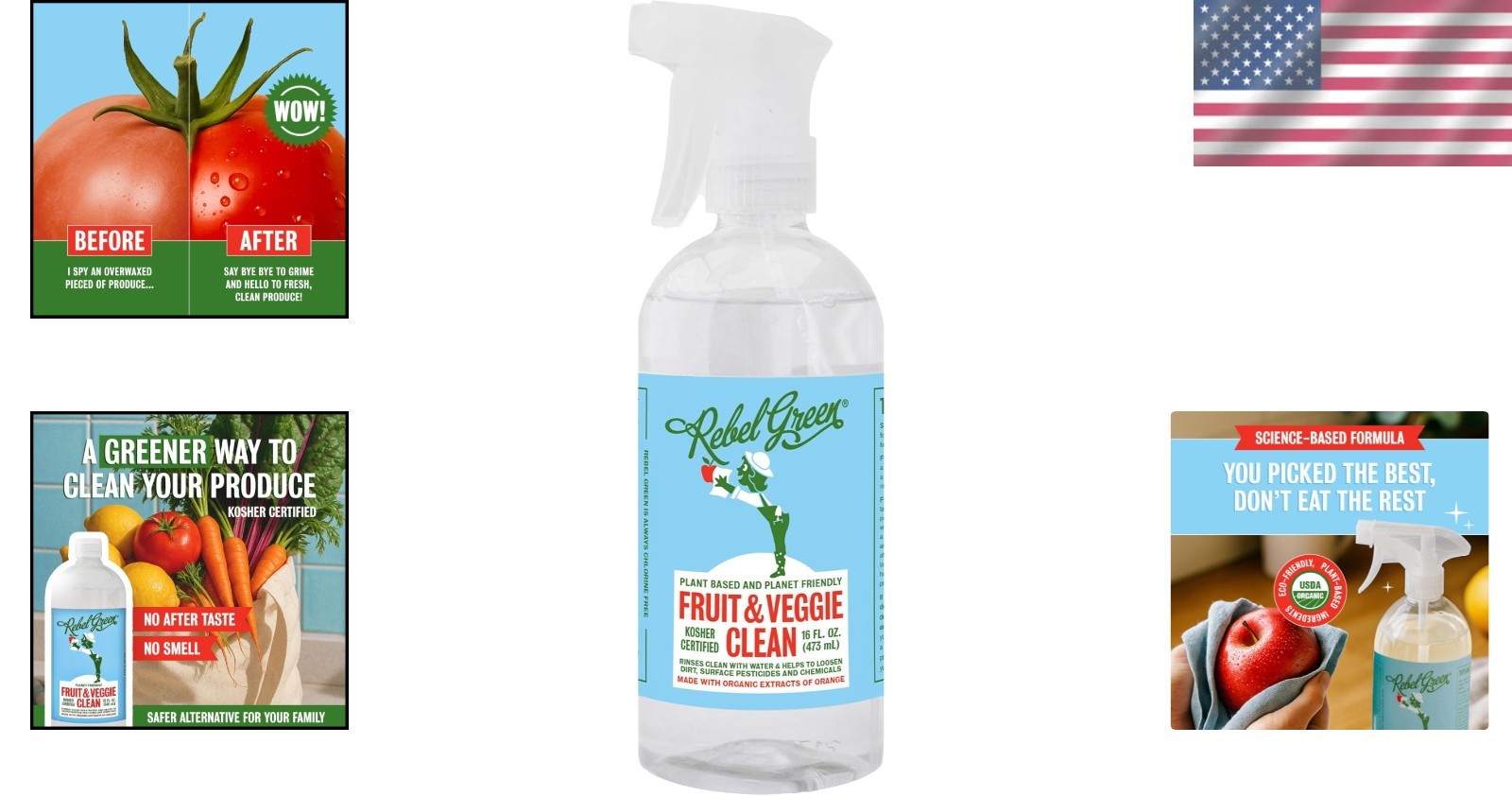 Natural Fruit & Veggie Cleaner – 16oz Plant-Derived Spray for Fresh Produce