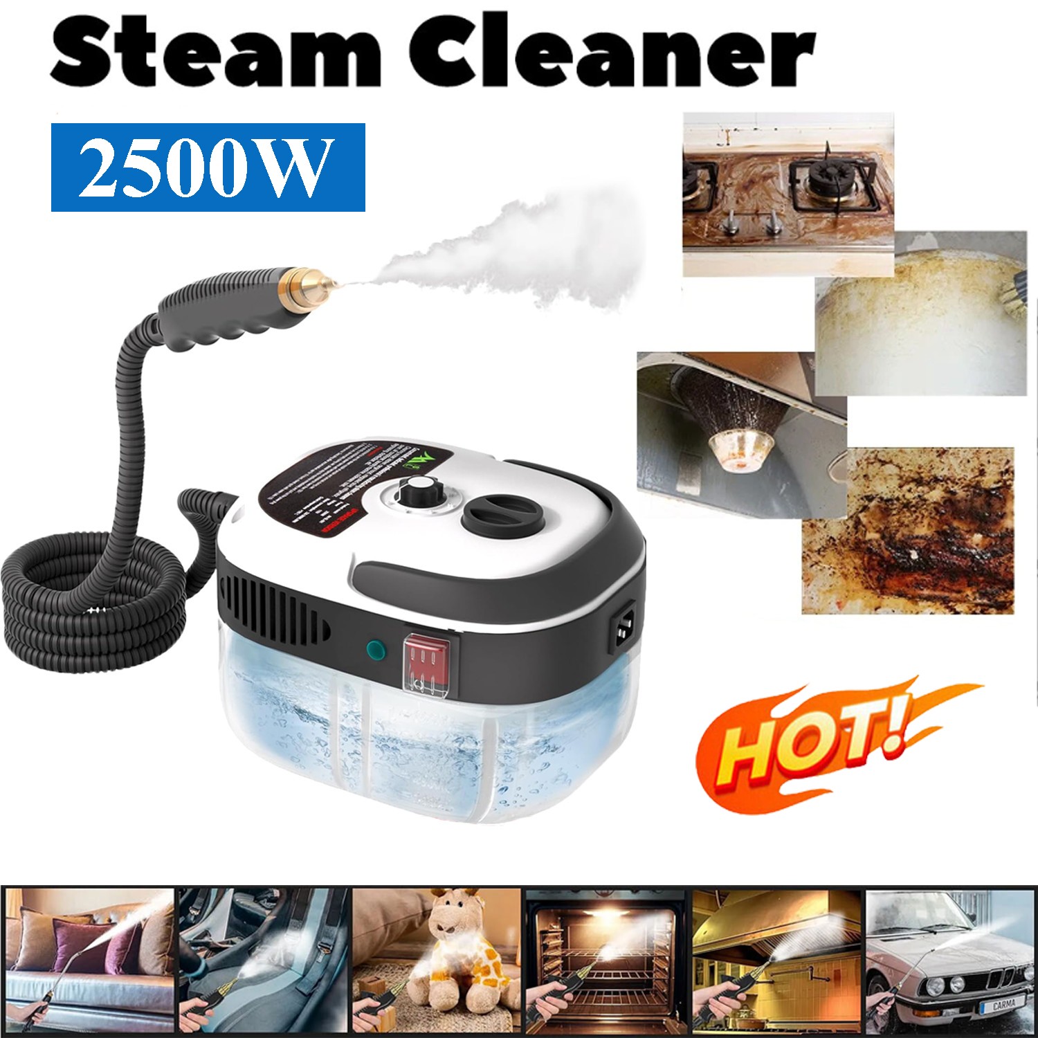2500W Car Detailing Steam Cleaner High Pressure Dirt Removal Cleaning Machine US