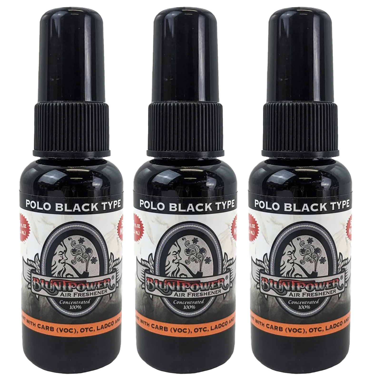 Blunt Power High Concentrated Air Freshener, Polo Black Type, 1.5oz, 3 Packs