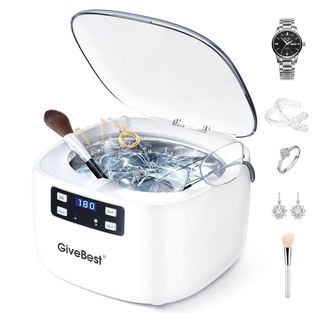 Professional Ultrasonic Jewelry Cleaner, 45kHz w/25oz Stainless Steel Tank