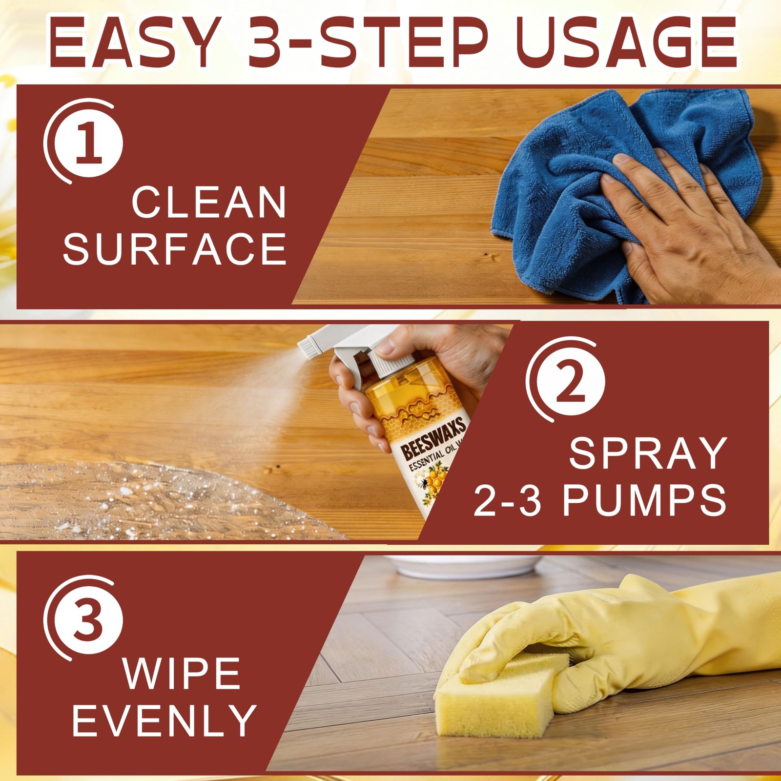 Furniture Polish Spray Multipurpose Wood Wax Restorer Beeswax Wood Polish Spray