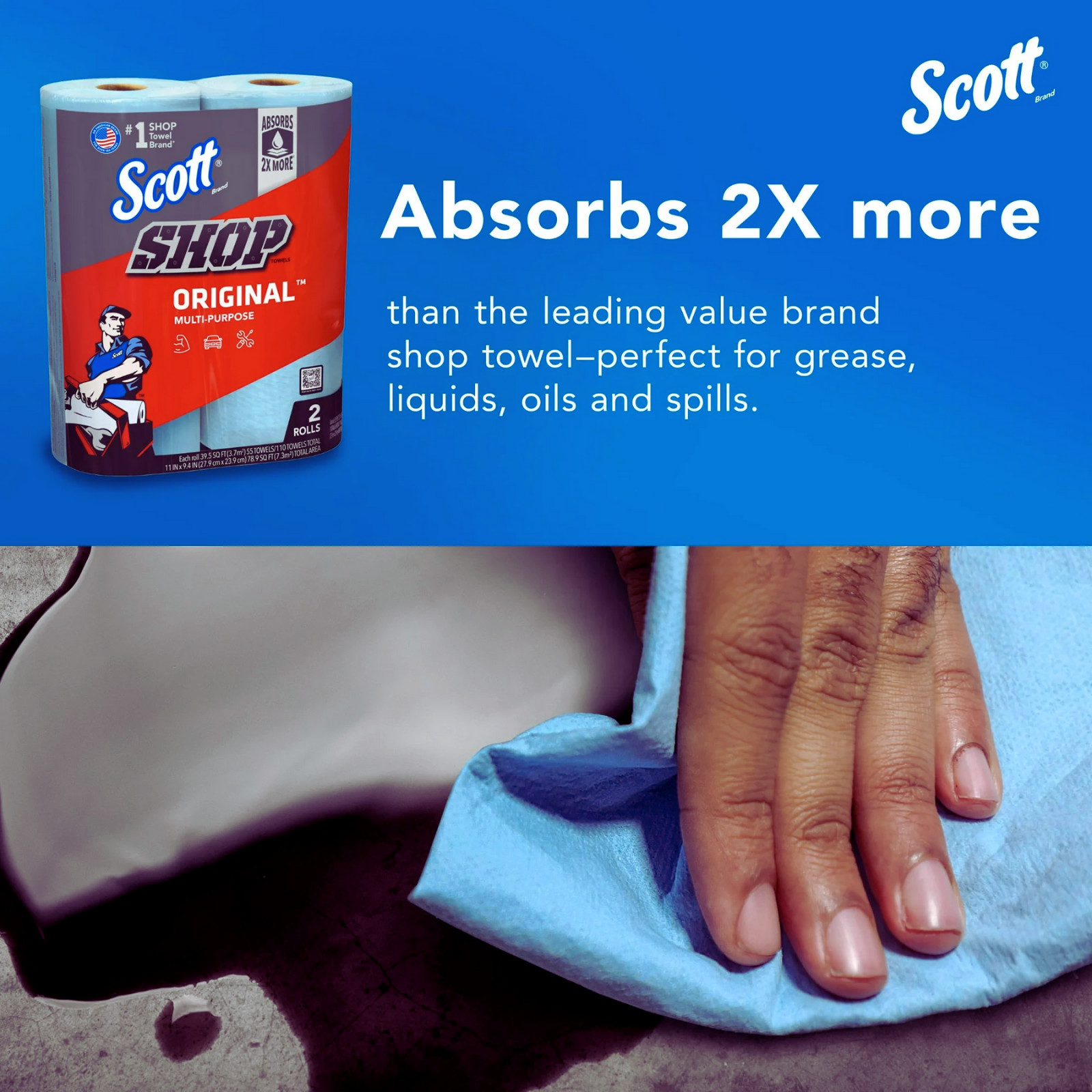 Scott Shop Towels (6 Rolls) – Original Blue Multi-Purpose Heavy Duty Paper Towel