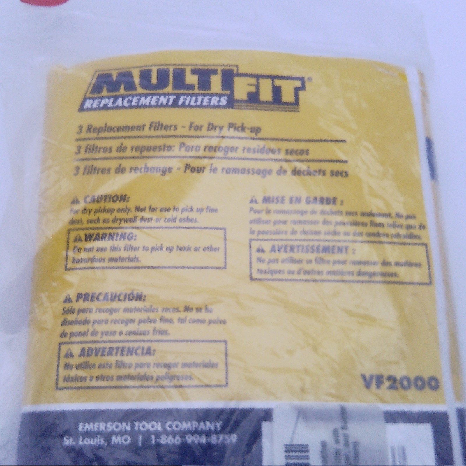MultiFit VF2000 3 Replacement Filters – Dry Pick Up Husky, Stinger, Bucket Head