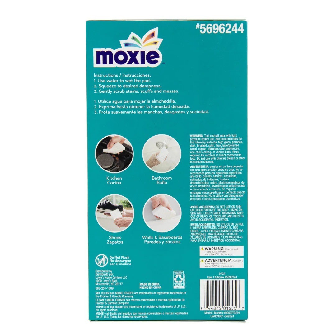 MOXIE Extra Strength Eraser Pads Melamine Cleaning pad 4 Pack