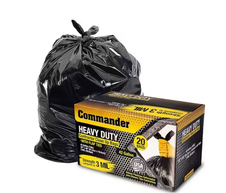 Black Heavy-Duty Trash Bags (Pack of 20) 3 mil for Home 33 in. x 45 in. 42 Gal.