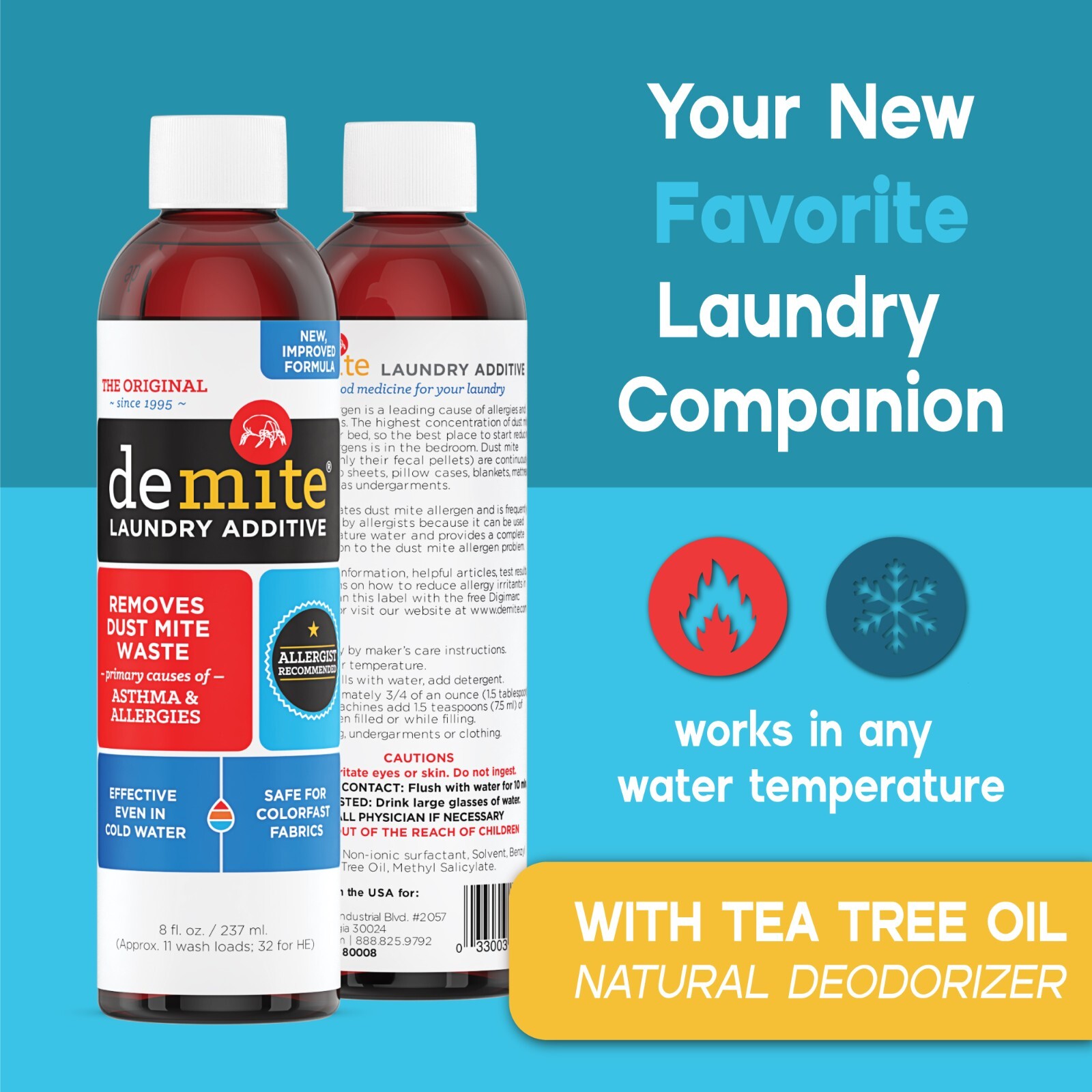 DeMite Laundry Additive (8 oz) Allergen Eliminator w/ Bonus eBook & Expert Tips