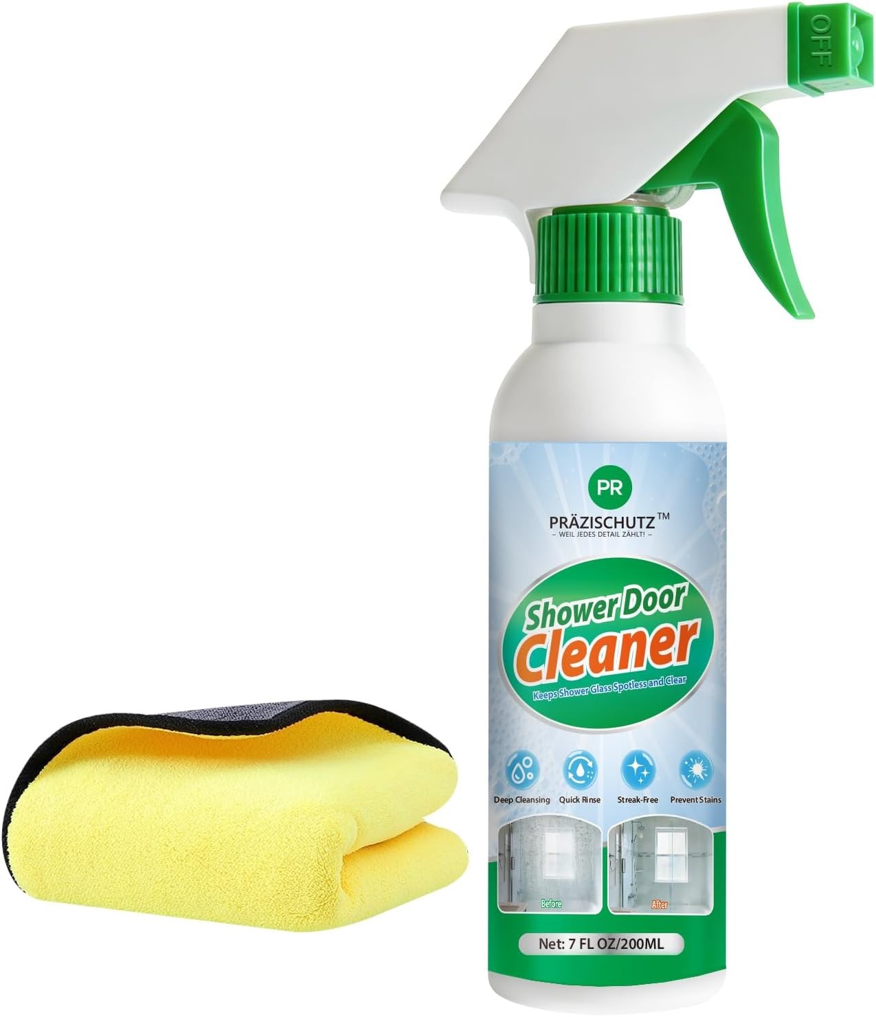 Bathroom Glass Cleaner Spray – Removes Limescale, Soap Scum, and Oil Film, St…