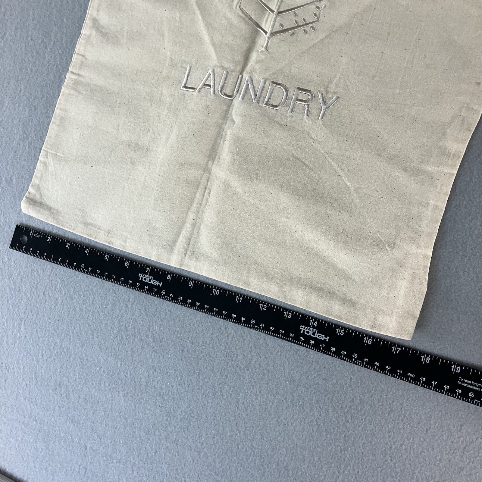 FOUR SEASONS Ivory/Beige Canvas Drawstring Laundry Bag. 25.5”x17.25”.