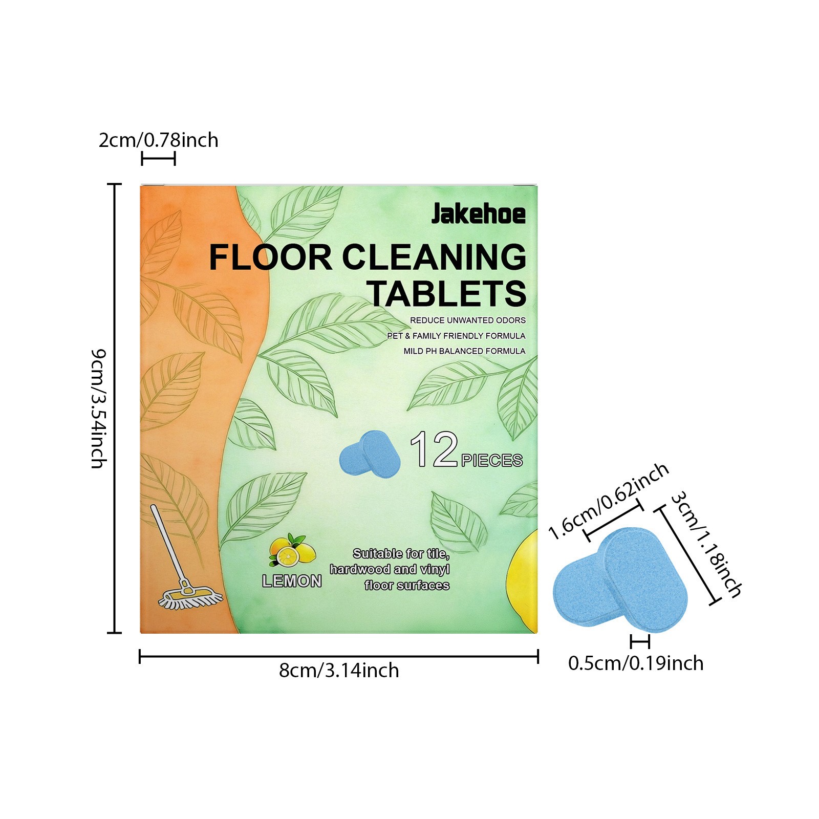 12x Floor Cleaning Solution Tablet, Deep Cleans for Multiple Floors, lemon Scent