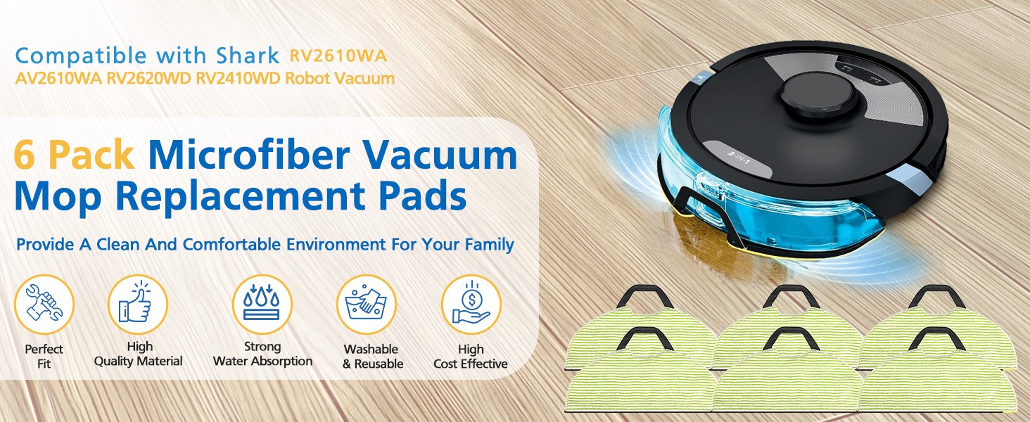 AV2610WA RV2610WA Vacuum Mop Replacement Pads Compatible with Shark RV2610WA