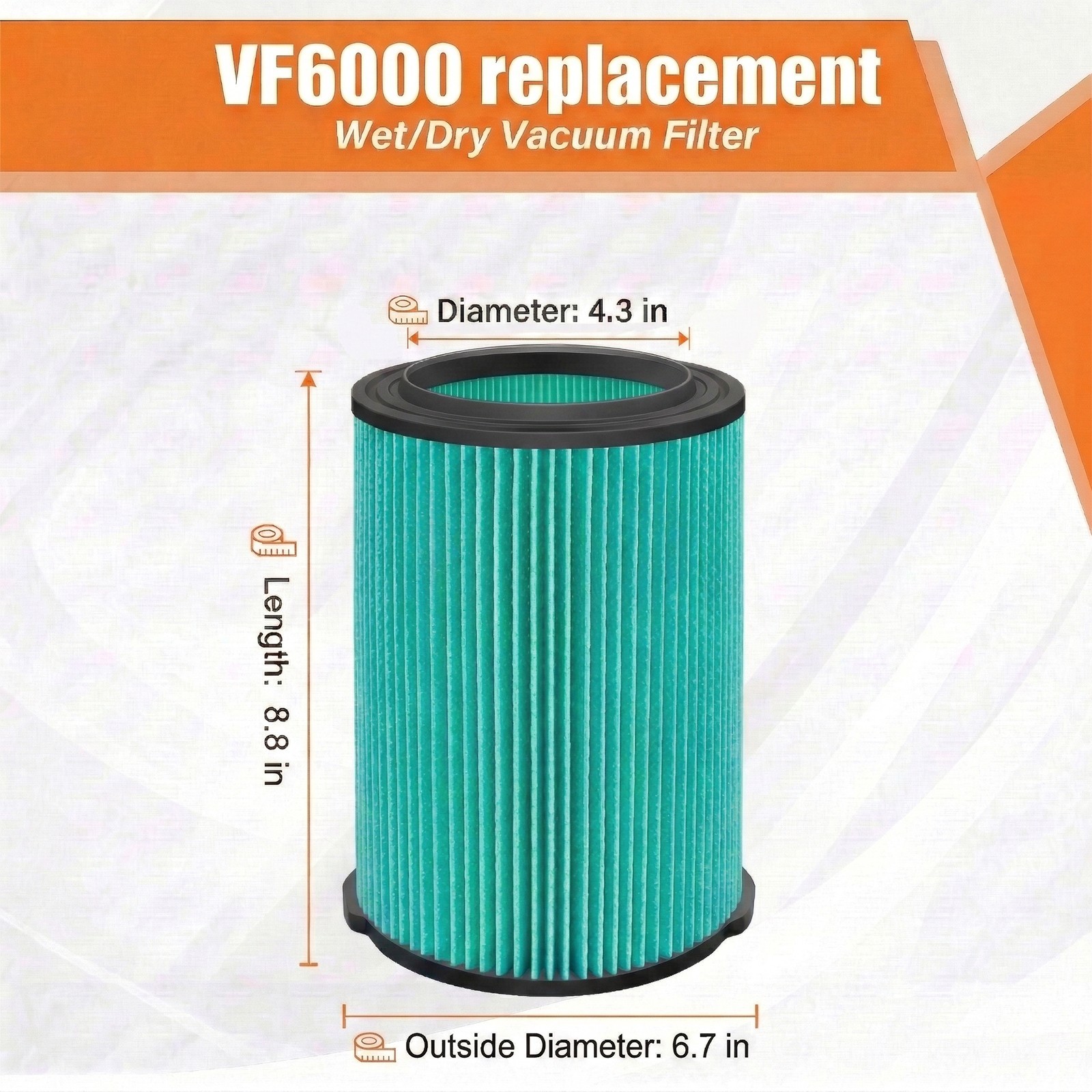 2Pack VF6000 5-Layer Filter Fits Ridgid Shop Vac 5-20 Gal Wet Dry Vacuums