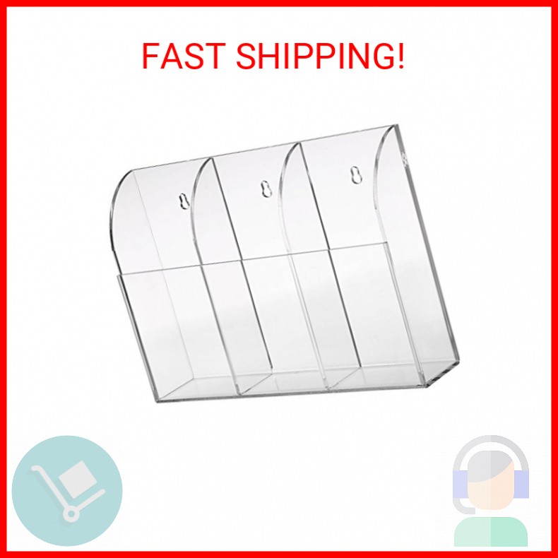 Hipiwe Wall Mount Remote Control Holder Clear Acrylic Media Organizer Storage Bo