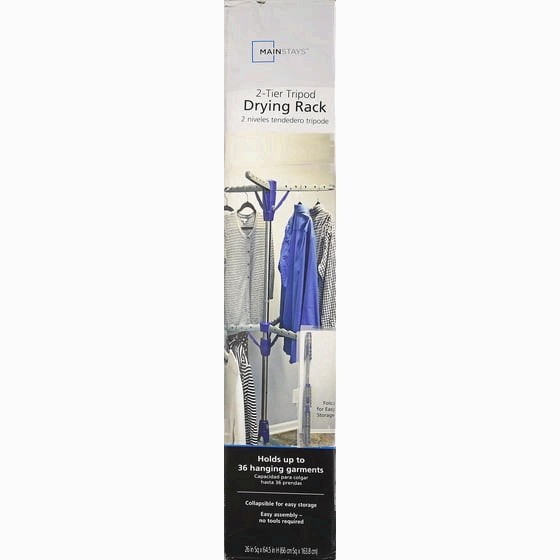 Mainstays 2-Tier Steel Tripod Clothes Drying Rack Space-Saving Foldable