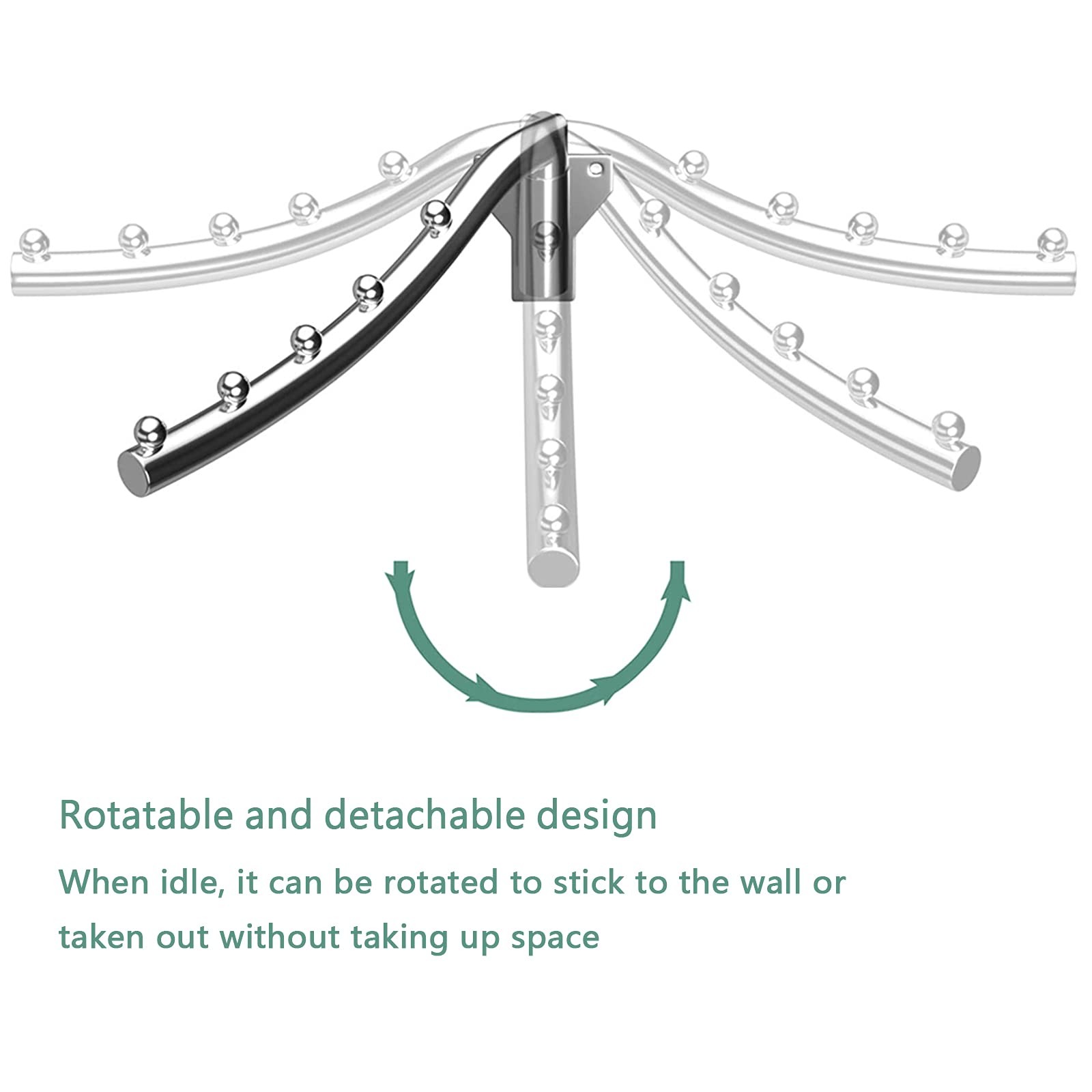 2 Pack Folding Wall Mounted Clothes Rack Swing Arm Coat Stainless Steel Hook