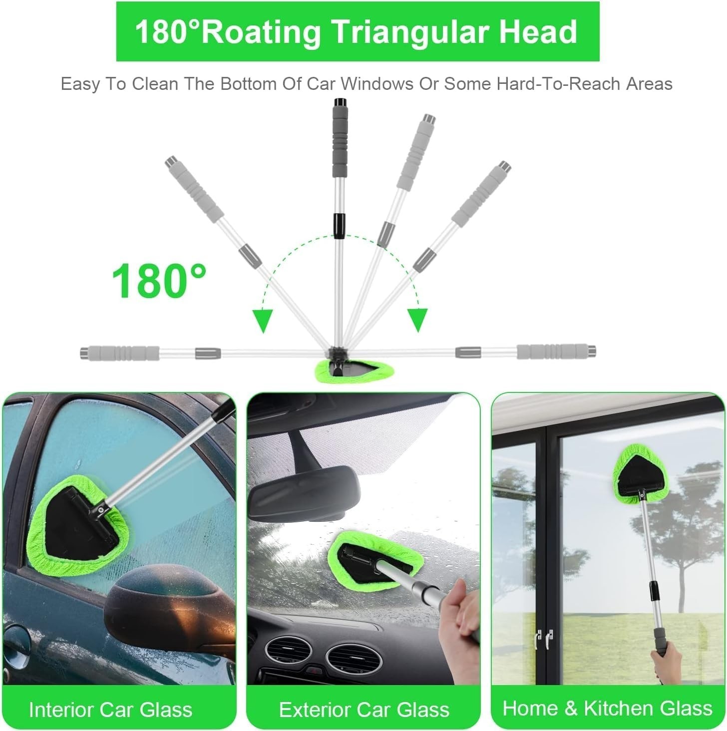 29-inch Windshield Cleaner Kit with Extendable Handle and Microfiber Pads