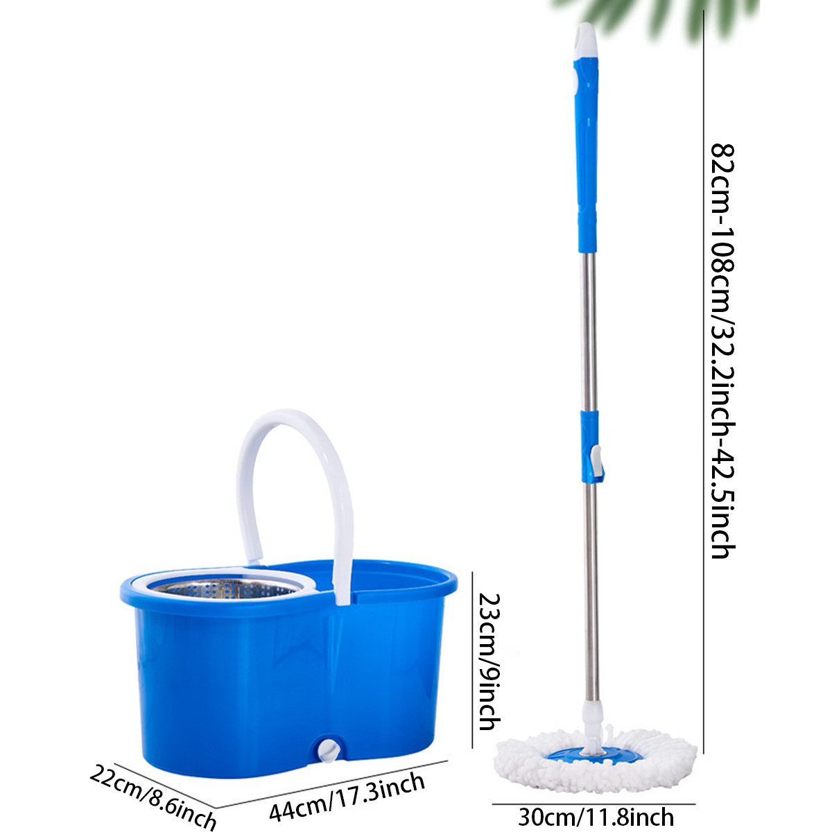 360° Spin Mop & Bucket Set w/ 3 Microfiber Heads, Stainless Steel Wringer