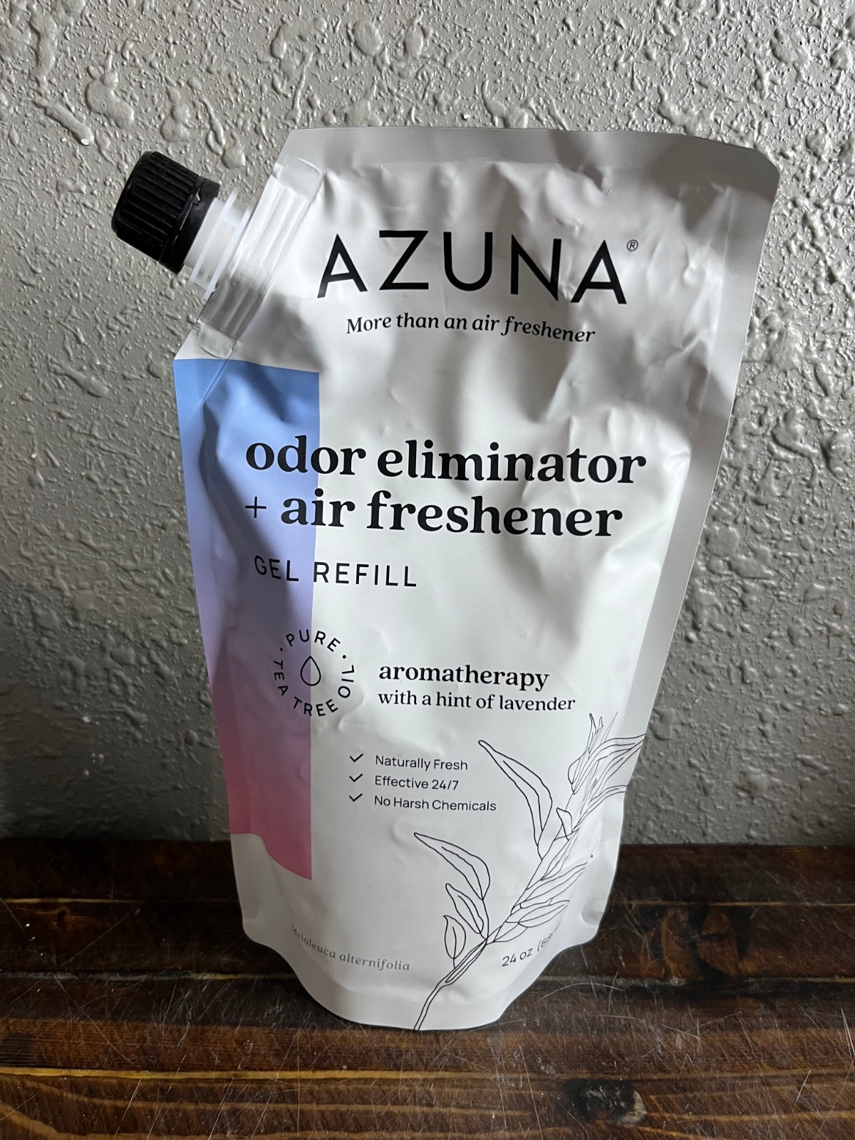Azuna Odor Eliminator Air Freshener Gel Refill Tea Tree Lavender 24 oz Pouch