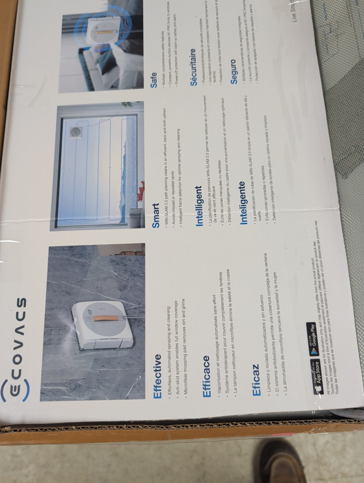 ECOVACS Winbot W1 Pro Window Cleaning Robot Dual Cross Water Spray App Control W