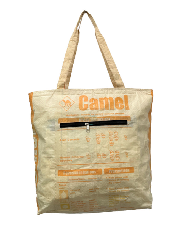 Fair Trade Camel Cement Beach Tote Handmade in Cambodia