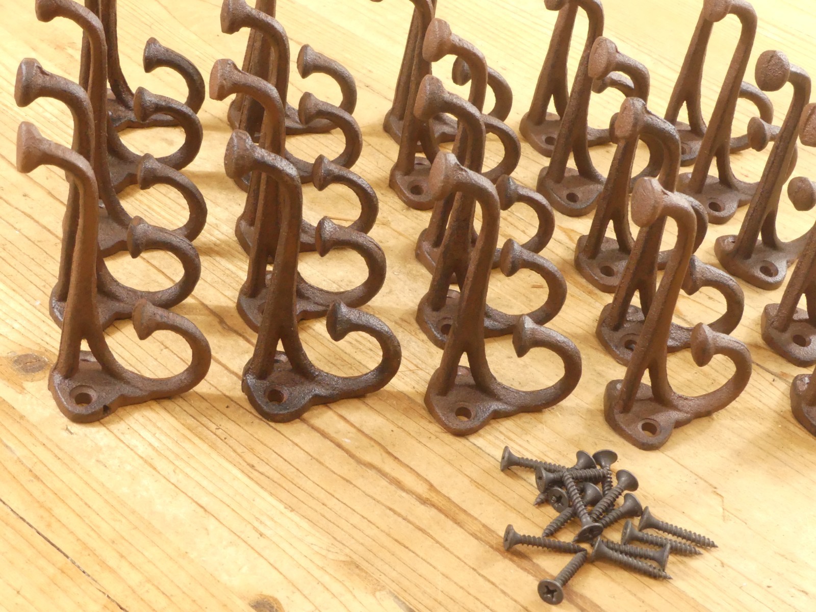 25 Rustic Cast Iron Coat Hat Wall Hooks Restore School Farm Towel Bath Kitchen