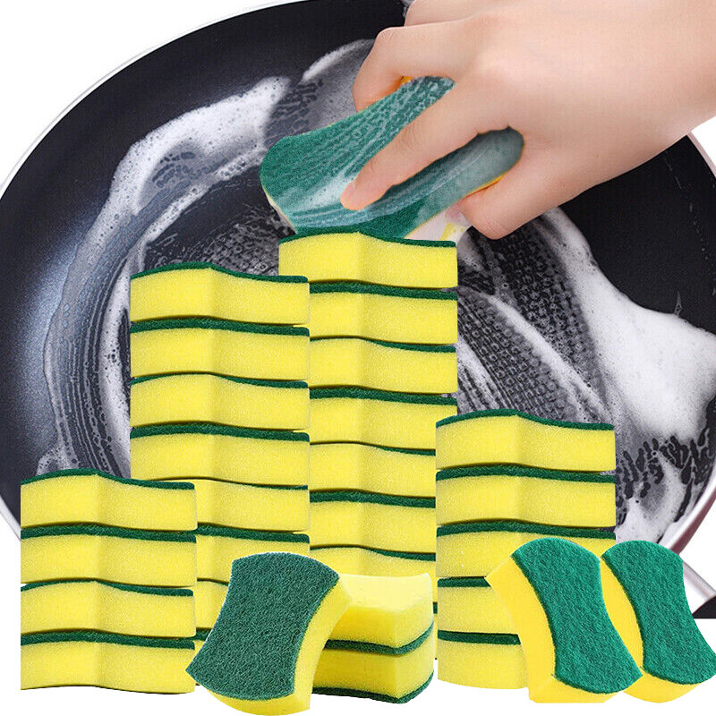 24pcs Dish Washing Sponge Scouring Pad Lot Scrubber Brush Kitchen Cleaning Tools