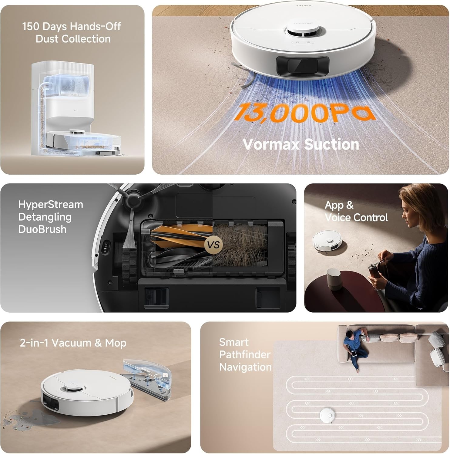 D20 Plus Robot Vacuum & Mop, 13,000Pa Suction, Auto-Empty, Smart Navigation